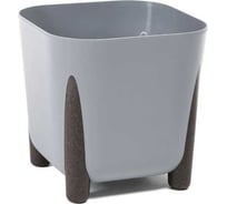 Кашпо на ножках LAMELA Sp.z o. 232 FRIDA квадрат 26см 26см h23см 11л серый сливной клапан 070666