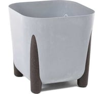 Кашпо на ножках LAMELA Sp.z o. 239 FRIDA ECO recycled beton квадрат 21см 21см h206 мм 6л серый бетон сливной клапан 070674