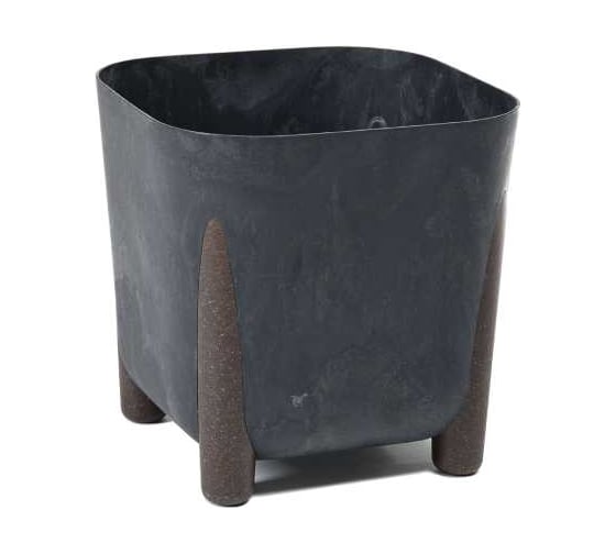 Кашпо на ножках LAMELA Sp.z o. 239 FRIDA ECO recycled beton квадрат 21см 21см h206мм 6л черн бетон сливной клапан 070675 1