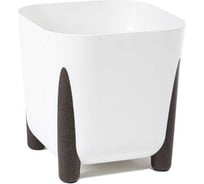 Кашпо на ножках LAMELA Sp.z o. 240 FRIDA ECO recycled квадрат 26см 26см h23см 11л белый сливной клапан 070670