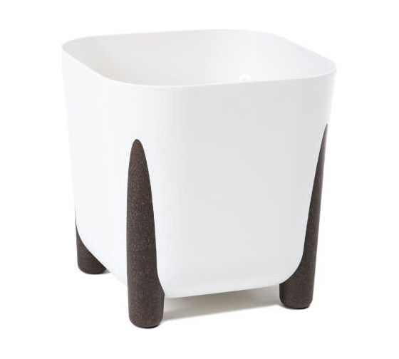 Кашпо на ножках LAMELA Sp.z o. 240 FRIDA ECO recycled квадрат 26см 26см h23см 11л белый сливной клапан 070670
