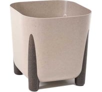 Кашпо на ножках LAMELA Sp.z o. 266 FRIDA ECO wood квадрат 26см 26см h23см 11л кофе latte сливной клапан 070640