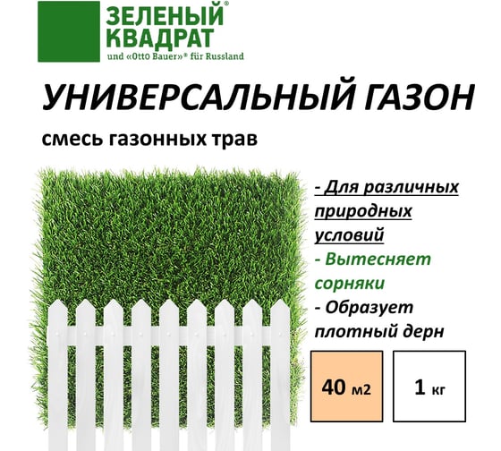 Неприхотливая смесь для загородного озеленения Зеленый квадрат УНИВЕРСАЛЬНЫЙ 1 кг, 4607160331157