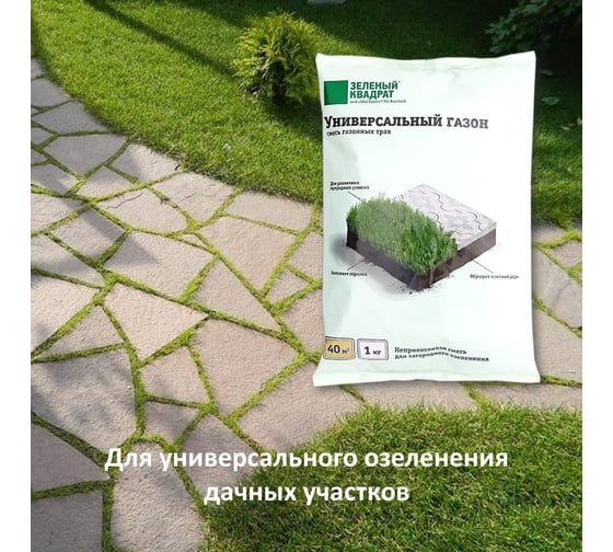 Неприхотливая смесь для загородного озеленения Зеленый квадрат УНИВЕРСАЛЬНЫЙ 1 кг, 4607160331157