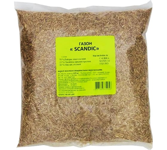Семена газона Зеленый Ковер SCANDIC 0.9 кг для быстрого создания практичной зеленой лужайки 4607160332956