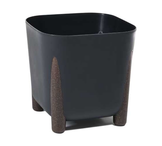 Кашпо на ножках LAMELA Sp.z o. 240 FRIDA ECO recycled квадрат 26см 26см h23см 11л черный сливной клапан 070683 1