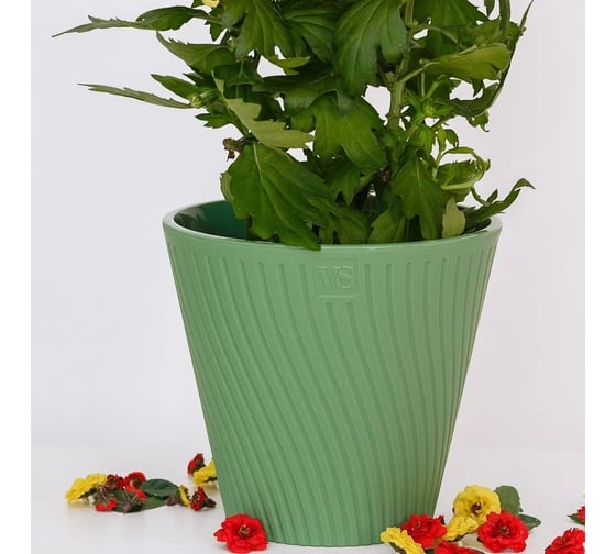 Горшок с дренажной системой Santino Луи VipSet 1,2л, зеленый AML-1,2-08 1