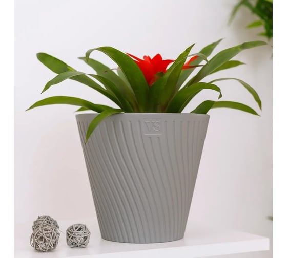 Горшок с дренажной системой Santino Луи VipSet 1,2л, серый AML-1,2-03 1