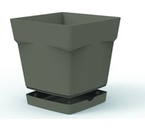 Цветочный горшок EDA TOSCANE с поддоном, квадратный 24.8x24.8x24.6 см, объем 10.2л. (Полипропилен PP) 013642 BR.T