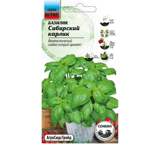 Базилик Агросидстрейд Сибирский карлик 0,25 г ПАТРИОТ 128646 1