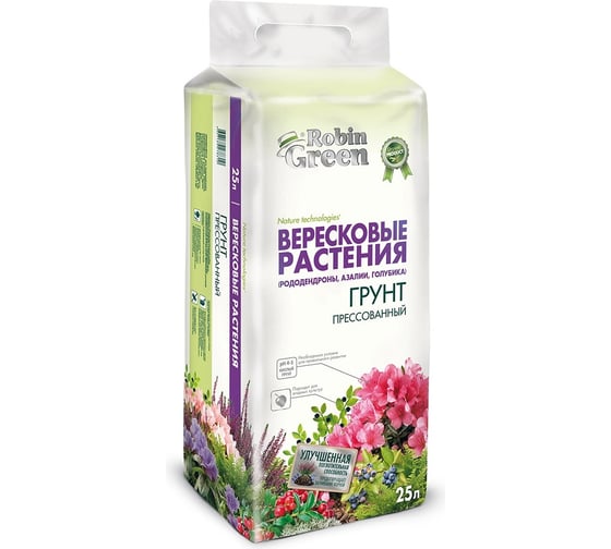 Прессованный грунт для вересковых растений Робин Грин 25 л ТП0101ROB03