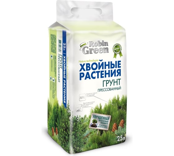 Прессованный грунт для хвойных растений Робин Грин 25 л ТП0101ROB04 1