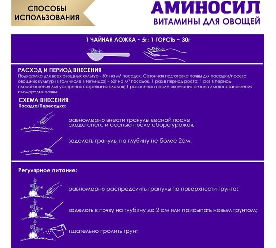 Витамины для овощей Аминосил гранулы 700 гр 4650243053248