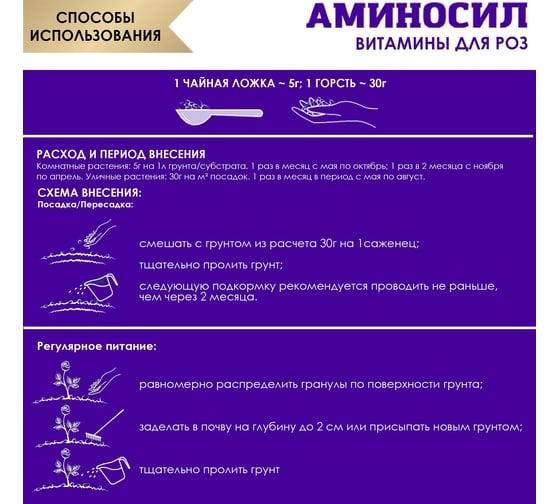 Витамины для роз Аминосил гранулы 700 гр 4650243056980