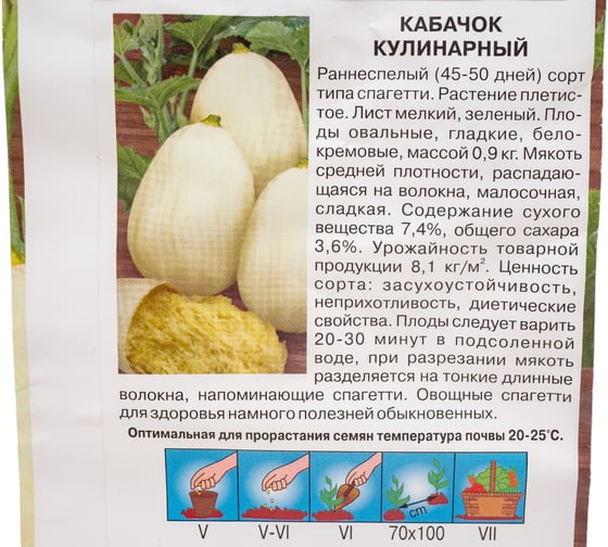 Кабачок СеДек Кулинарный (овальный, бело-кремовый, засухоустойчив). Евро, 1 15632