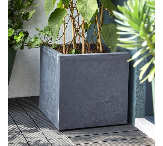 Горшок цветочный EDA BASALT'UP, квадратный, 29,5x29,5x29,5 см, объем 21л, полипропилен PP 013764 G.ANT