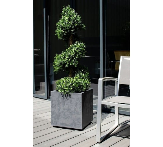 Горшок цветочный EDA BASALT'UP, квадратный, 29,5x29,5x29,5 см, объем 21л, полипропилен PP 013764 G.ANT