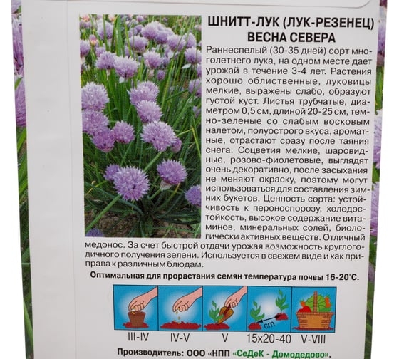 Лук СеДек Весна Севера шнитт, раннеспелый, темно-зеленый, полуострый, 20-25 см, евро, 0.5 г 13636