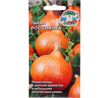 Тыква СеДек Россиянка раннеспелая, крупноплодная, чалмовидная, оранжевая/ярко-оранжевая, 1.5-2 кг, евро, 2 г 16418