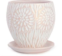 Кашпо с поддоном Сады Аурики Астра конус, керамика, бел жемч, d18см, h19.5см, 3.4л 26 223 071267