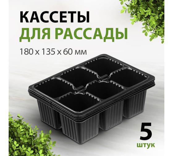 Кассета для рассады Без бренда 180 х 135 х 60 мм 6 ячеек полистирол 5 шт. 64346