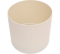 Кашпо IDEA ВЕЛЬВЕТ D180 мм 3,6л с пристегнутым поддоном, белый ротанг М 3182