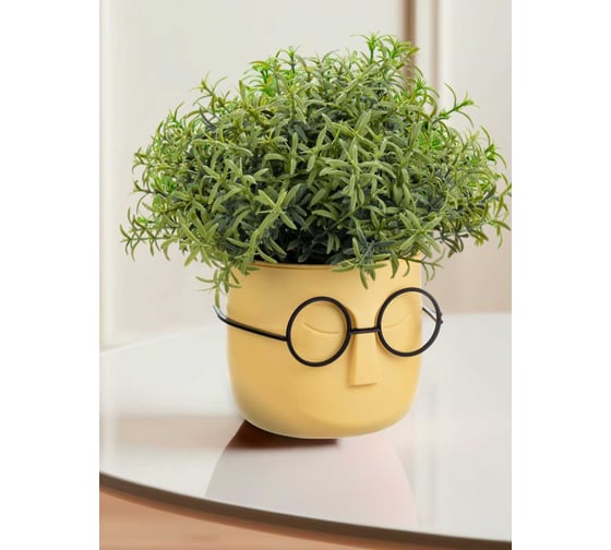 Кашпо IDEA СТИВ D115 мм 0,65л со вставкой, банановый М 3079 1