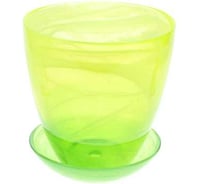 Горшок с поддоном Никольский завод светотехнического стекла ОРГАНЗА №4 желто-зеленый, d155 мм, h170 мм 011836