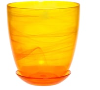 Горшок с поддоном Никольский завод светотехнического стекла ОРГАНЗА №5 желто-оранжевый, d195 мм, h190 мм 012537