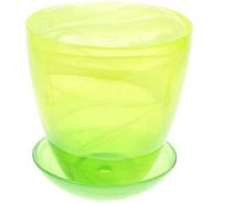 Горшок с поддоном Никольский завод светотехнического стекла ОРГАНЗА №5 желто-зеленый, d195 мм, h190 мм 011853