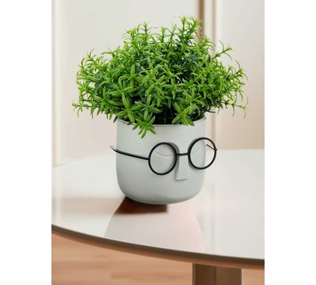 Кашпо IDEA Стив D115 мм, 0.65л, со вставкой белый ротанг М 3079 белый ротанг