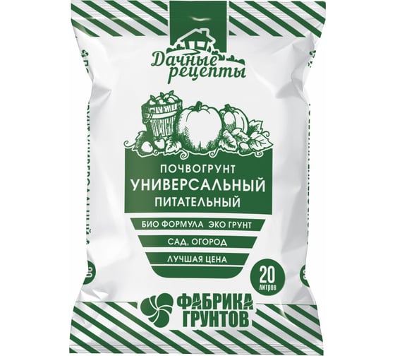 Почвогрунт "Универсальный питательный" Фабрика Торфа Дачные рецепты 20л ДРУн-20 1