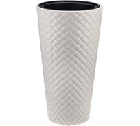 Кашпо IDEA РОТАНГ D340мм, H 630мм, 9/42л, со вставкой М 3407 Кремовый