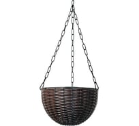 Кашпо подвесное ЭЛЕТЕХ мет. темный ротанг, d 300 мм 4845000006