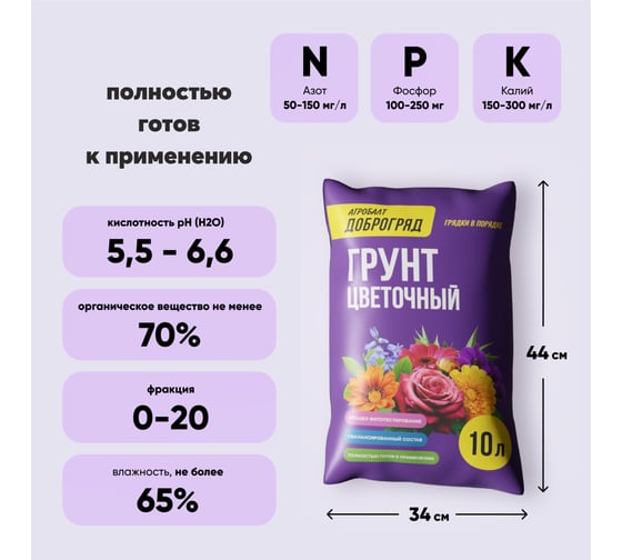 Грунт цветочный Агробалт 10 л RU10995