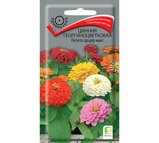 Цинния Агрохолдинг ПОИСК георгиноцветковая Агрохолдинг ПОИСК Пепито дварф микс 0,4гр 580875 1