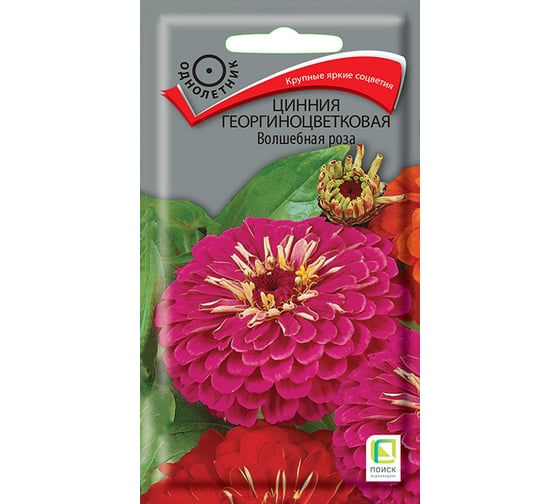 Цинния Агрохолдинг ПОИСК георгиноцветковая Агрохолдинг ПОИСК Волшебная роза 0,4гр 580857 1