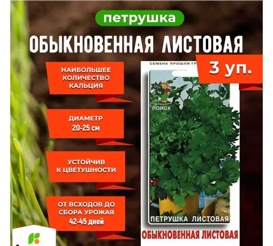 Петрушка Агрохолдинг ПОИСК Обыкновенная листовая 3гр ЧБ 706574