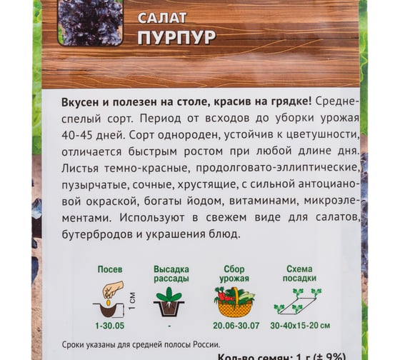 Салат Агрохолдинг ПОИСК Пурпур (А) 1гр 806131