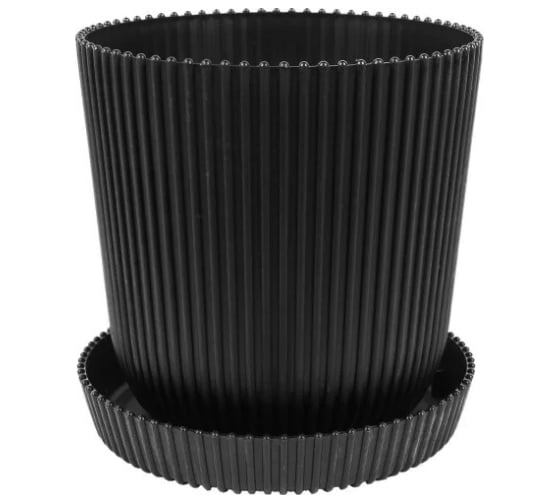 Горшок для цветов с поддоном Тек-А-Тек Le Gaufre D=15.5 2.4Л Черный 803-14 1