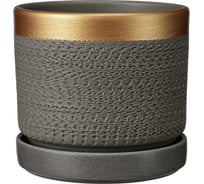 Горшок ООО КОМПОЗИТ Брюссель серый золото цилиндр №3 КС-Ц3-285-2221