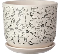 Горшок ООО КОМПОЗИТ Коты белый бук №2 КС-Бук2-155-03
