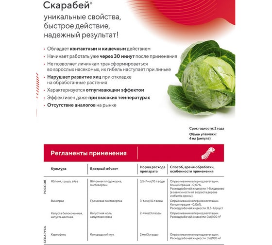 Препарат против листогрызущих вредителей Avgust Скарабей, 4мл 4606696011571