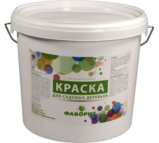 Краска ФАВОРИТ белая ВДАК-577К для садовых деревьев, пласт. ведро 3кг водно-дисперс. акрил. 90547