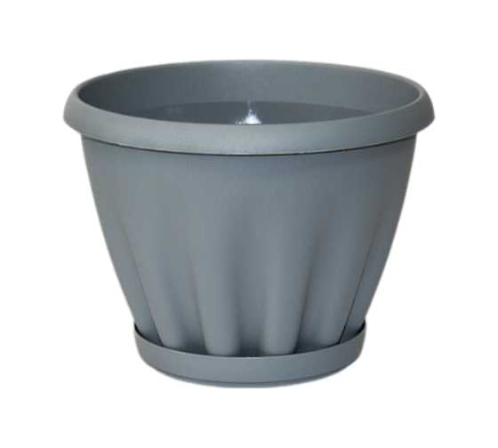 Горшок Материя Пластика Знатный серый, с поддоном, d110 мм, 0.45 л 071536 1