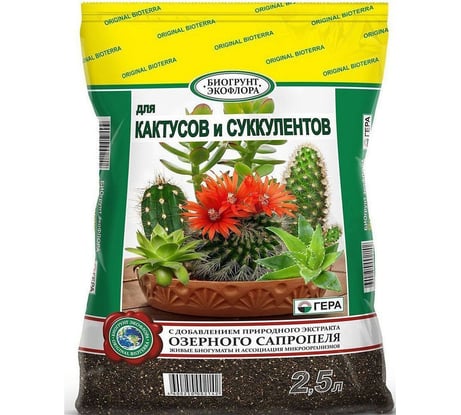 Биогрунт для кактусов и суккулентов Гера 2.5 л 4600250002159