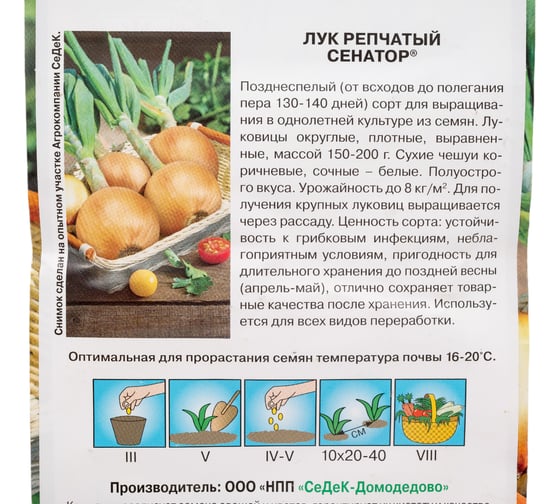 Лук СеДек Сенатор (репчатый, позднепелый, округлый, коричневый/белый, полуострый,150-200 г) Евро 1 I0000002218