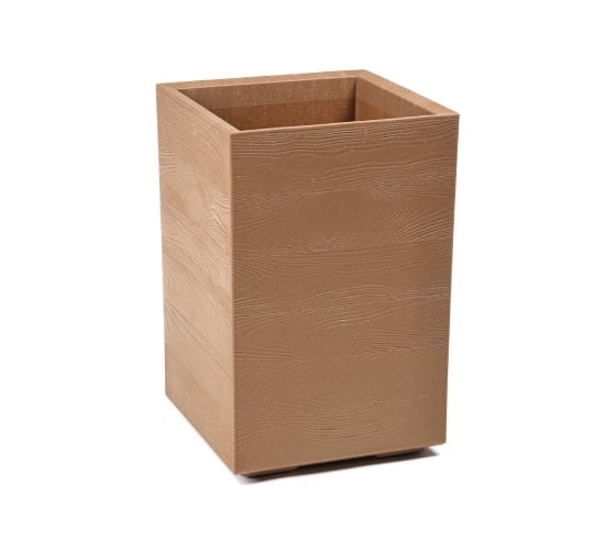 Кашпо квадрат на колесах с дренаж слив системой LAMELA Sp.z o. KARO высокое ECO wood d40см, L40, h60см, натуральное дерево 0701782 071782 1