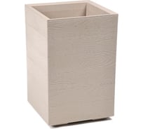 Кашпо квадрат на колесах с дренаж слив системой LAMELA Sp.z o. KARO высокое ECO wood d40см, L40h, 60см, кофе latte 0701783 071783