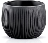 Кашпо с вкладышем Prosperplast DKB240 B411 Beton Bowl d238мм, h16см, 2300мл, черный бетон, можно подвешивать 071826
